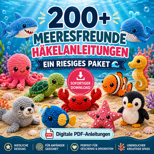 Hekle 200+ sjødyr: Amigurumi PDF-pakke