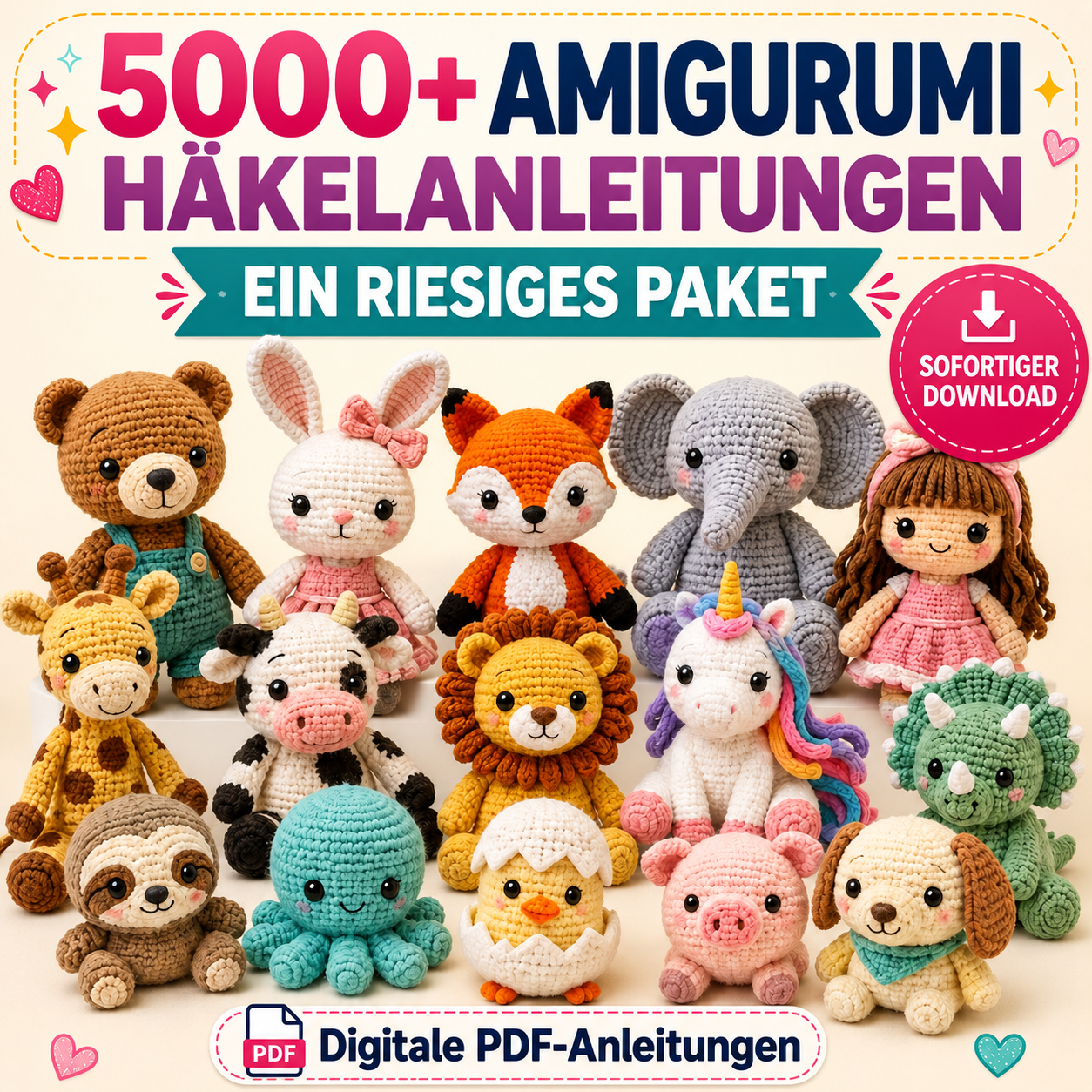 5000+ Amigurumi häkeln: Mega PDF-Paket