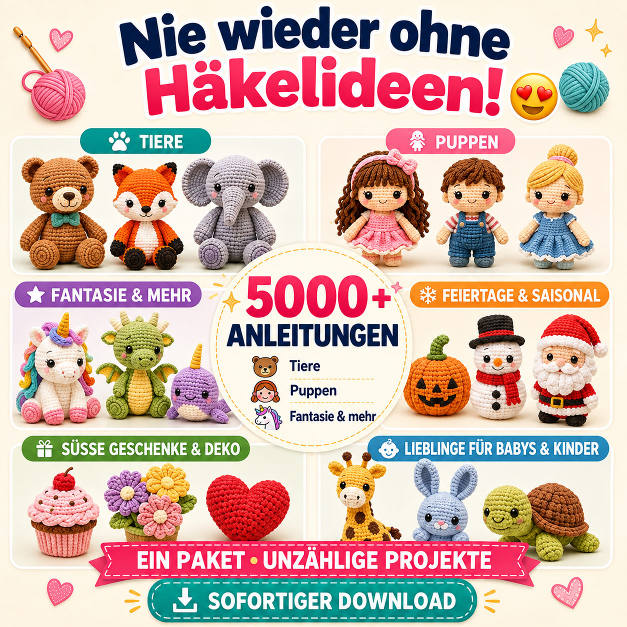 5000+ Amigurumi häkeln: Mega PDF-Paket