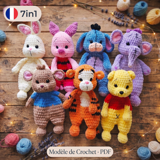 Modèle de Crochet 7en1 Ours & Amis