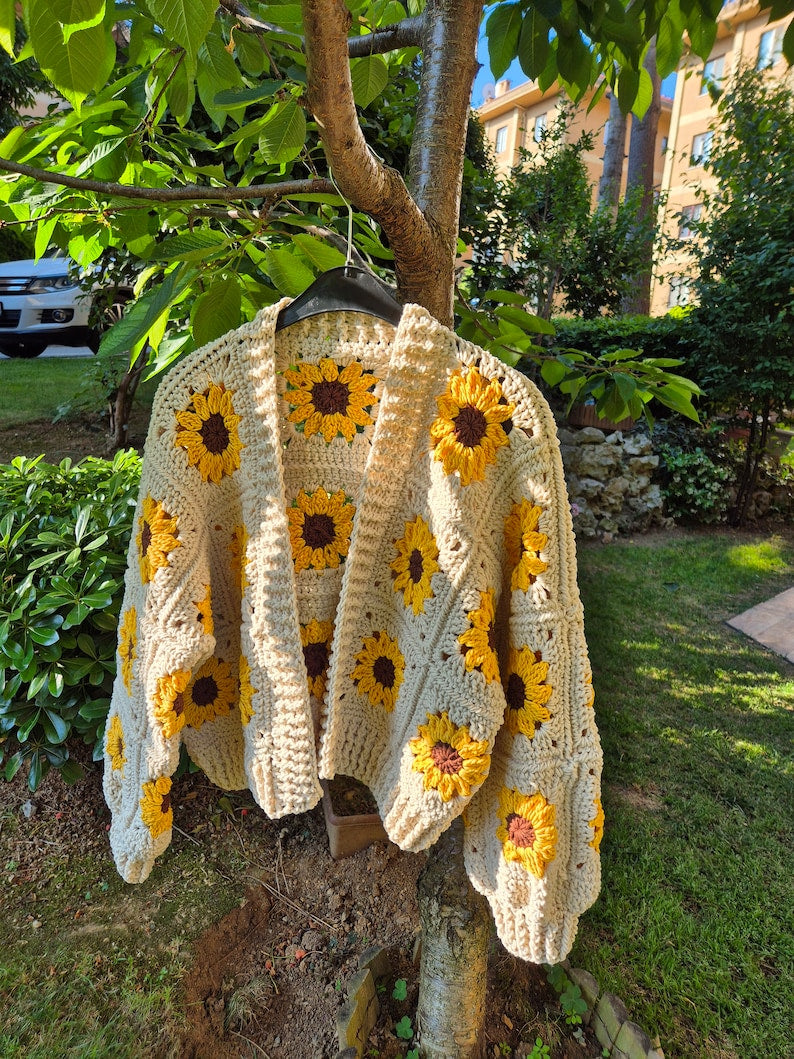Häkelanleitung Sonnenblumen Cardigan