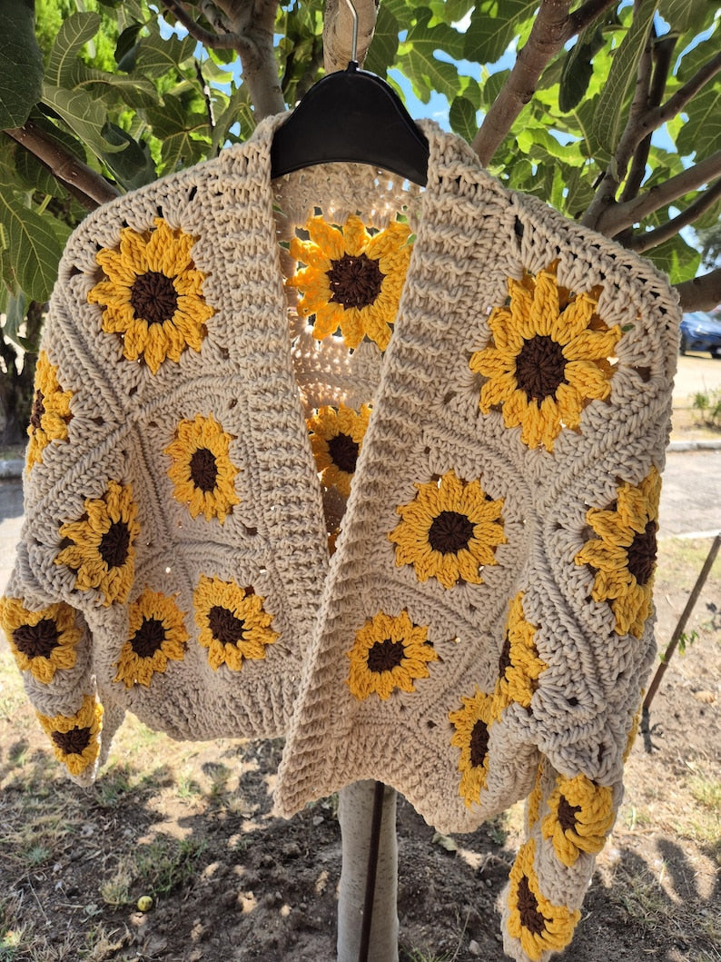 Häkelanleitung Sonnenblumen Cardigan