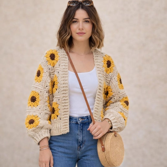 Häkelanleitung Sonnenblumen Cardigan
